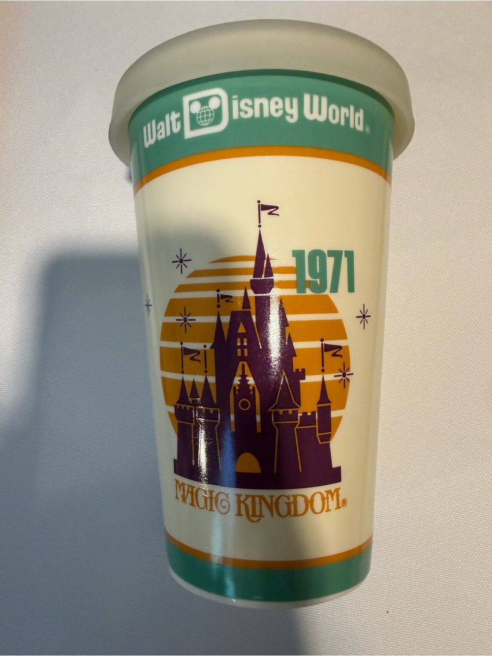 Disney White Cup with Teal and Purple Castle Graphic